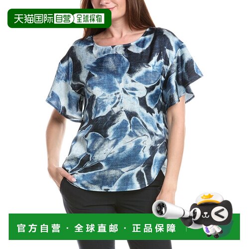 自营Anne Klein Flutter袖罩衫-蓝色 美国奥莱直发