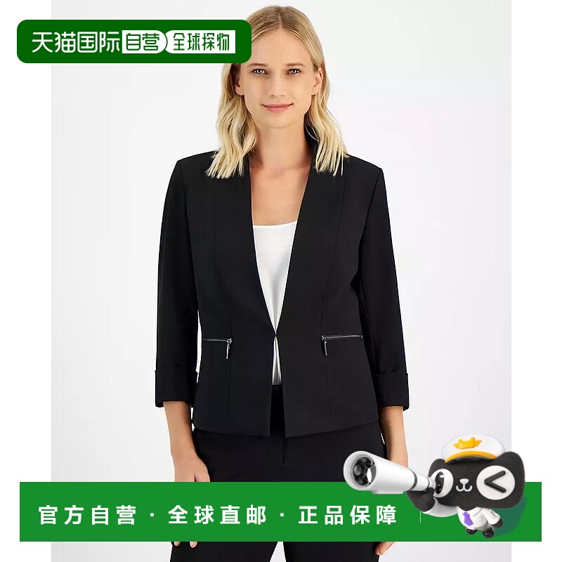 【美国直邮】Kasper 女士弹力绉布无领西装外套 短外套 21 1 2英