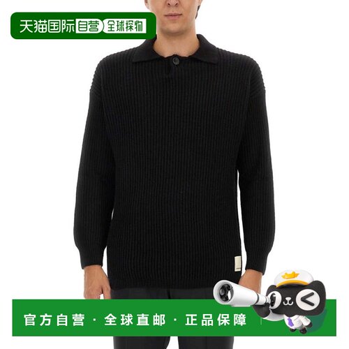 自营emporio armaniRibbed Wool Jersey With Classic Collar - b