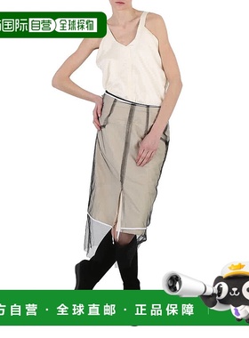 自营 Maison Margiela女士本色分层Calico Midi连衣裙-Ecrù 美国