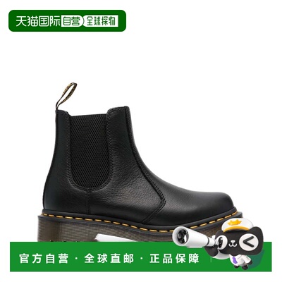 自营dr. martens光滑皮革踝靴，搭配弹性侧板-黑色 美国奥莱直发