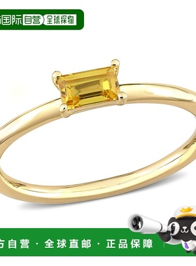 自营 mimi & max1/3 CT TGW 长方形黄色蓝宝石可叠戴戒指 10k 金