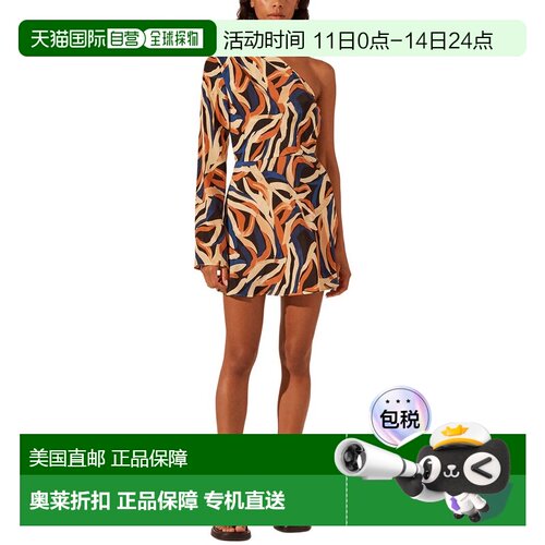 自营Shona Joy Palma Silk One Shoulder Mini Dress - blue 美国