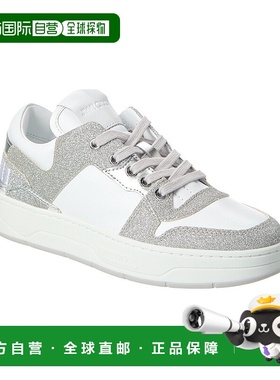 自营 Jimmy Choo Florent/F 皮革和闪光运动鞋 - 银色 美国奥莱直