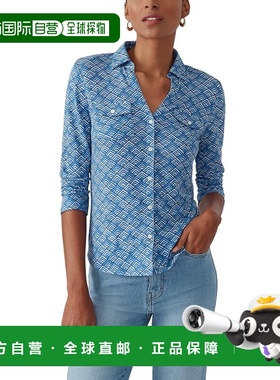 自营J.McLaughlin Brynn Linen-Blend Top - blue 美国奥莱直发