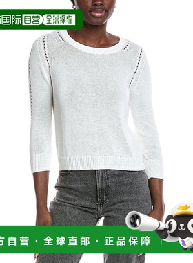 自营 autumn cashmere棉质秋季羊绒宽松剪裁上衣-白色 美国奥莱直