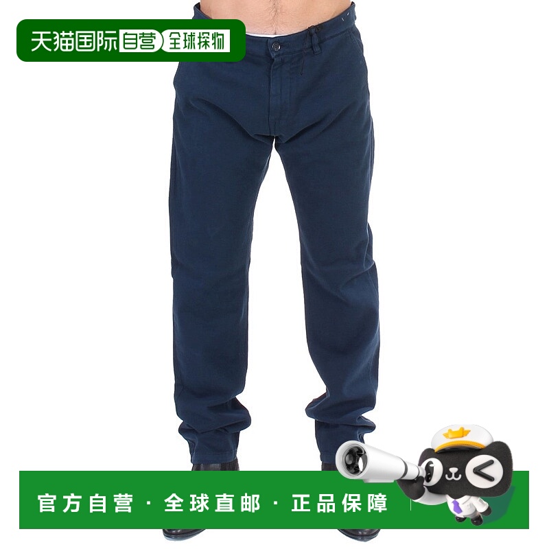 自营 GF Ferre 优雅棉质弹力男士斜纹棉布裤 - 蓝色 美国奥莱直发