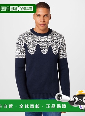 自营 selected homme精选Homme Snowden提花毛衣男式蓝色棉圆领GB