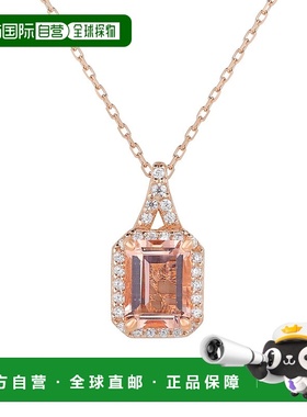 自营 Suzy Levian Rose 纯银摩根石粉红色立方氧化锆光环吊坠 -