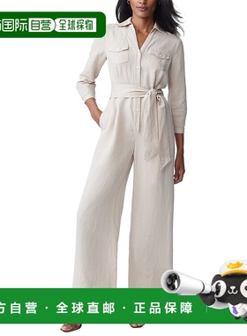 自营J.McLaughlin Ernst亚麻混纺连体裤-棕褐色 美国奥莱直发