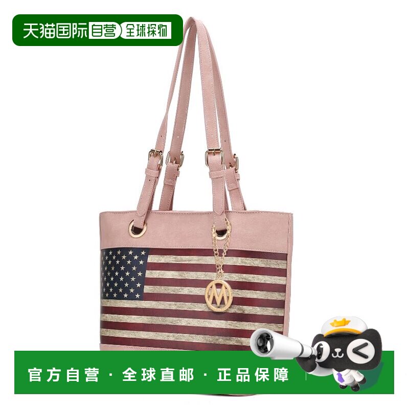 自营mia k collectionVera 纯素皮革爱国国旗图案女士手提包 - 玫