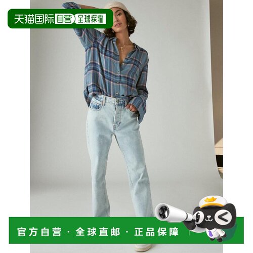 自营Lucky Brand 女式 Cloud Plaid Boyfriend 秋款衬衫 浅红色