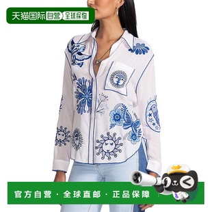 自营 johnny was约翰尼是娇小的口袋宽松衬衫-蓝色 美国奥莱直发