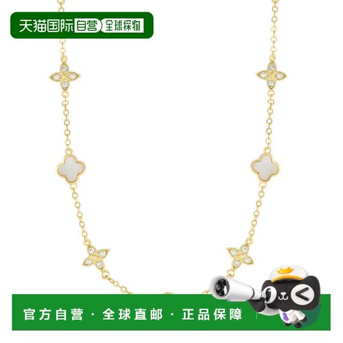 自营adornia14k Gold Plated Mixed Mother of Pearl and CZ Clov