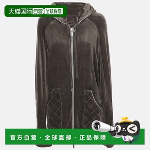 自营Voyage By Marina Rinaldi Grey Velvet Drawstring Hoodie J