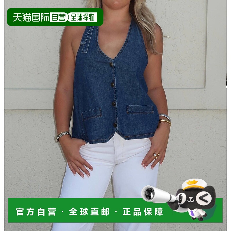 自营olivaceousRyder Denim Top In Dark Denim - dark denim 美