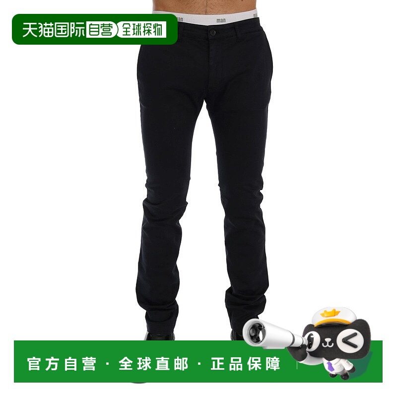 自营 GF Ferre 棉质弹力斜纹棉布男式长裤 - 蓝色 美国奥莱直发