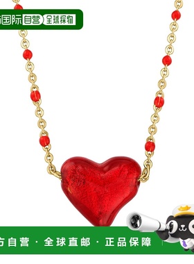 自营ross-simonsRoss Simons意大利红色Murano玻璃心形珠项链，18