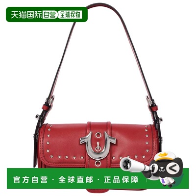 自营True Religion Smooth Moto Studded Shoulder Bag - black