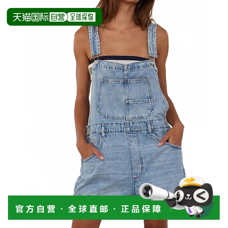自营bucketlistDora Rolled Hemlines Denim Overalls In Blue -