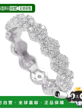 自营 Suzy Levian 纯银立方氧化锆花卉永恒戒指 - 白色 美国奥莱