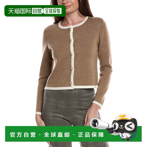 自营Bruno Magli Tipped Merino Wool Cropped Jacket - tan 美国