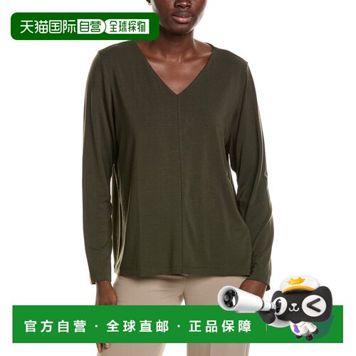 美国直邮自营EILEEN FISHER实心顶部-绿色 美国奥莱直发