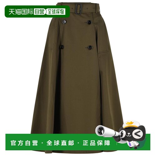 自营burberry'Brenda' 绿色棉质 'Juniper' Garbadine中长款Trenc