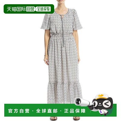 自营Max Studio Tie Neck Bubble Sleeve Tiered Maxi Dress - bl