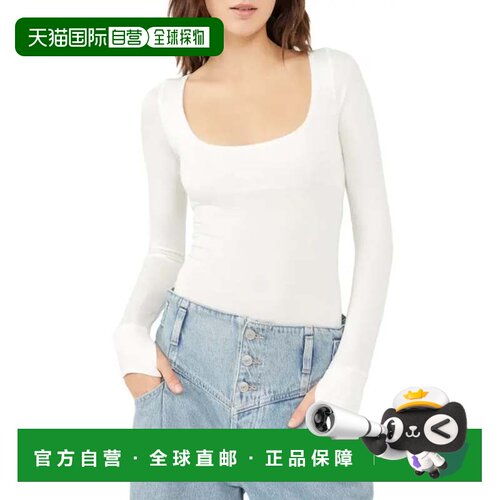 自营free people自由人定居在紧身衣女式白色弹力勺子领一件GBO18