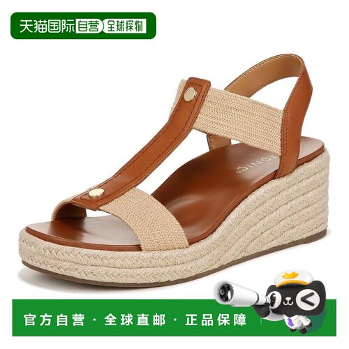 自营Vionic Womens Calera坡跟凉鞋-驼色棕色皮革-米色 美国奥莱