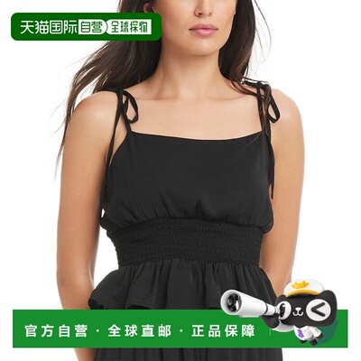 自营Red Carter Hammered Satin Coverup Cropped Cami - black