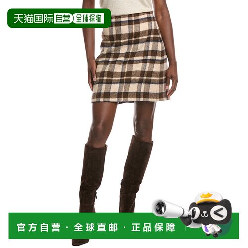 自营weekend max mara周末Max Mara Epoca羊毛迷你裙-棕色 美国奥