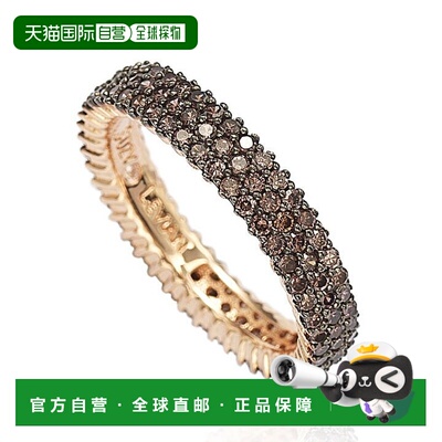 自营Suzy Levian 玫瑰纯银微密钉棕色方晶锆石永恒戒指 美国奥莱