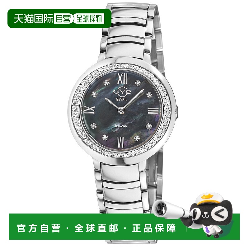 自营GV2 Amalfi女式316L不锈钢表壳，黑色MOP表盘316L不锈钢表链-