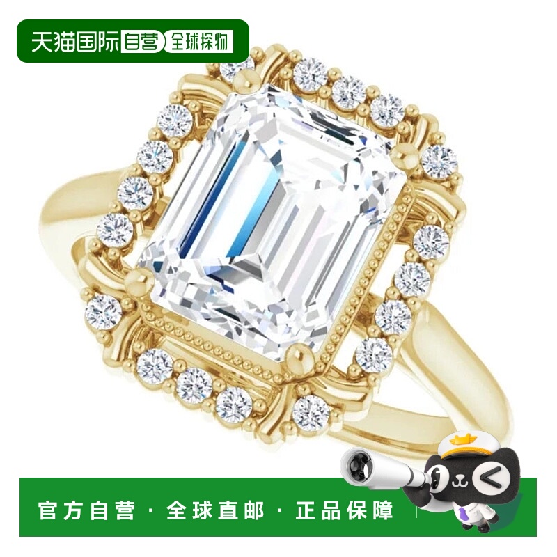 pompeii34 1/4 克拉绿宝石莫桑石和钻石订婚戒指白黄金或玫瑰金 -