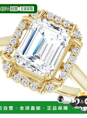 pompeii34 1/4 克拉绿宝石莫桑石和钻石订婚戒指白黄金或玫瑰金 -