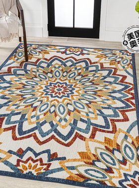 jonathan y Flora Abstract Bold Mandala 高低室内/室外红色/蓝/