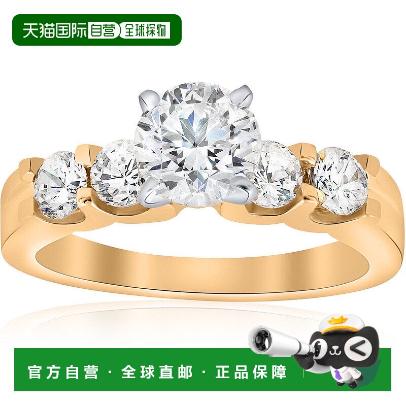 自营 pompeii31 3/4 克拉钻石 14k 黄金订婚戒指 U 爪圆形切割 -