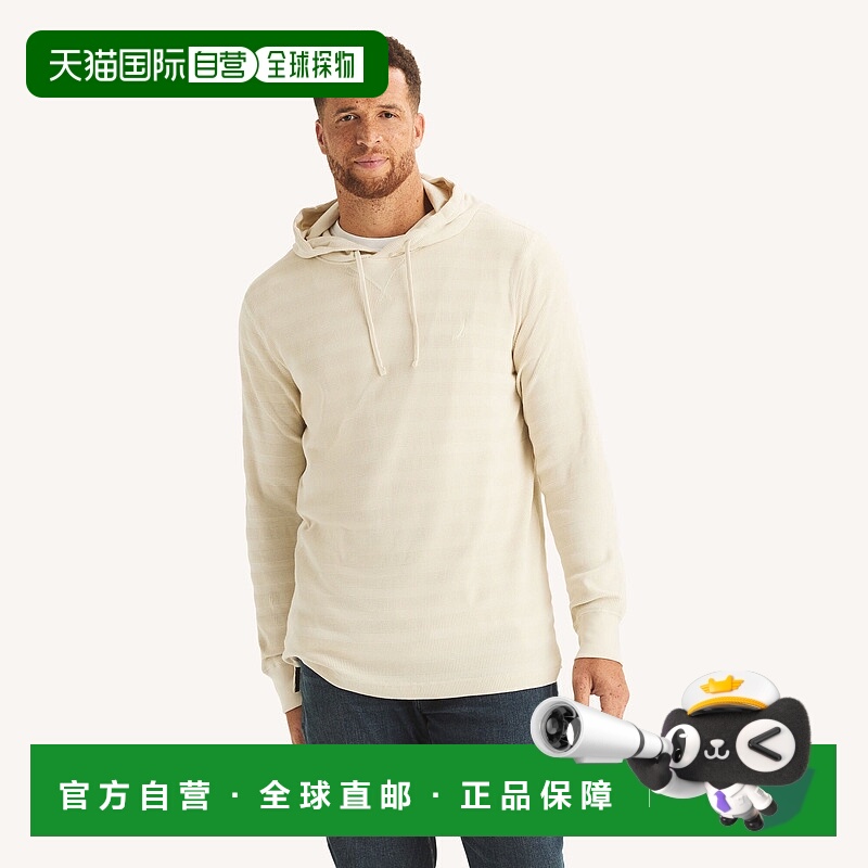 自营Nautica Mens Big & Tall Waffle-Knit Hoodie - natural 美