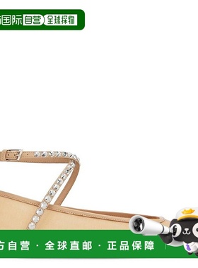 自营Amina Muaddi水晶Ane网眼芭蕾舞平底鞋-网眼拿铁/白色水晶 美