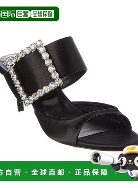 自营 Roger Vivier Sabot带扣缎面凉鞋-黑色 美国奥莱直发高跟