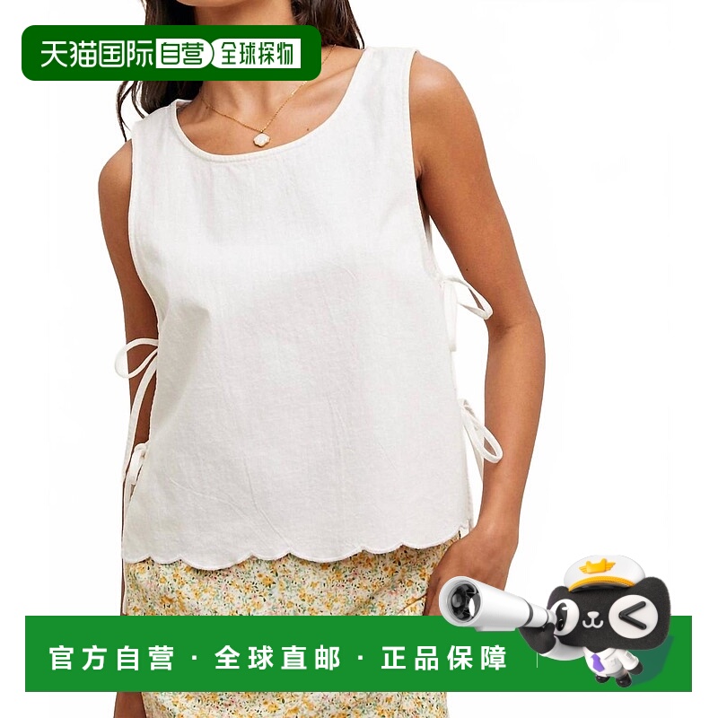 自营wishlistCotton Tank With Side Ties In White 美国奥莱直发