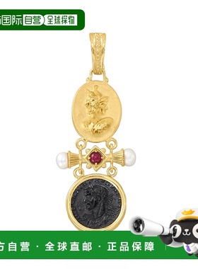 自营 Ross-Simons 意大利塔利亚蒙特黑玛瑙和 .红宝石浮雕吊坠配