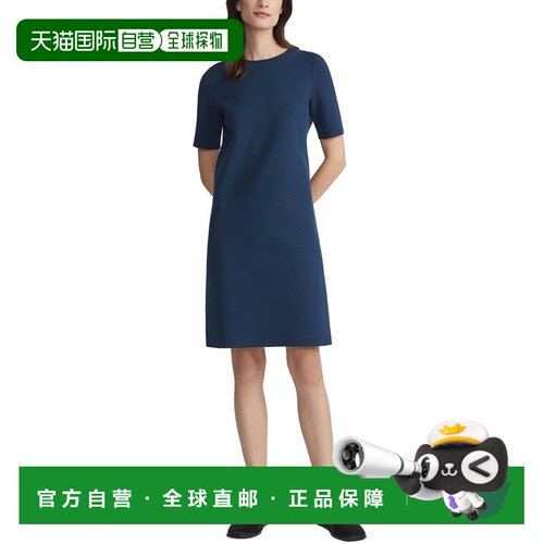 自营Lafayette 148 New York Short Sleeve Knit Dress - blue 美