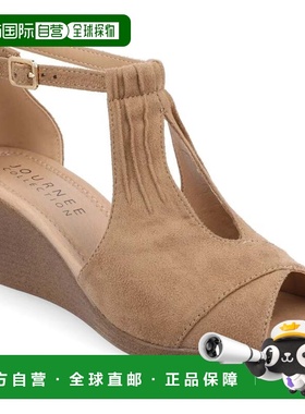 自营Women's Journee Collection Kedzie Sandal Taupe Suede Pee