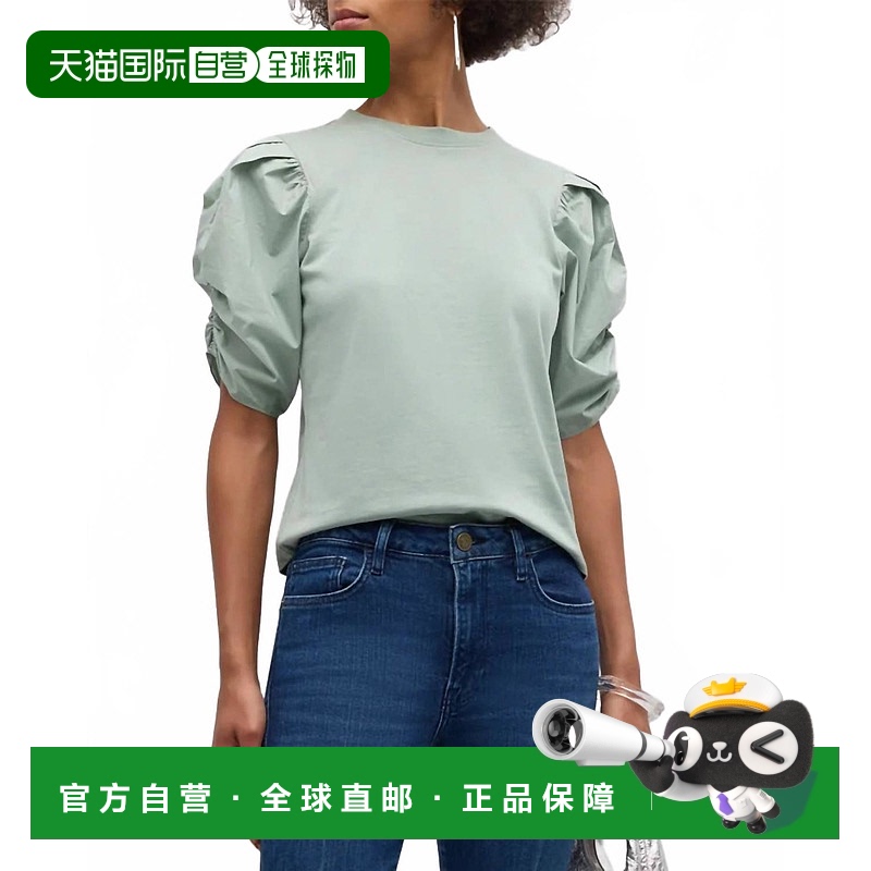 自营frame鼠尾草褶皱泡芙袖T恤 美国奥莱直发新款