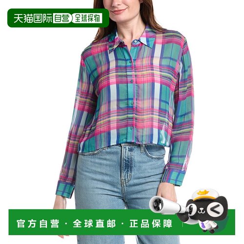 自营L'AGENCE Cosette Crop Hi Low Shirt - white 美国奥莱直发
