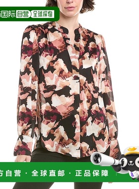 自营 Anne Klein褶皱前襟衬衫-粉红色 美国奥莱直发