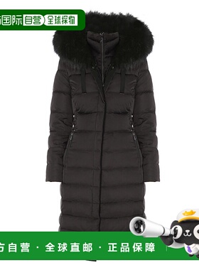 自营 T Tahari 女式黑色 Nelly 长款羽绒服连帽人造毛皮饰边 - 黑